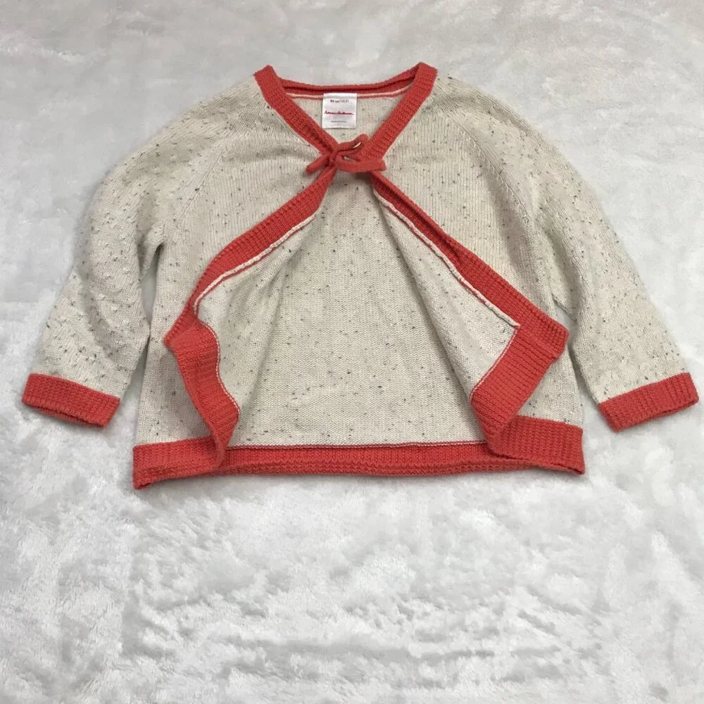 Hanna Andersson Neutral Knit Cardigan‎ Sweater Toddler Girls 2T Organic Cotton